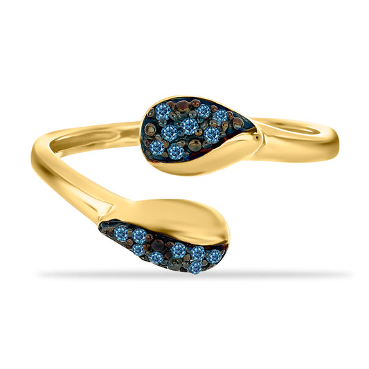 Goldplattierter Silberring mit blauem Diamant