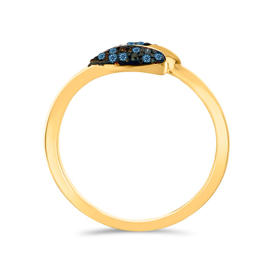 Goldplattierter Silberring mit blauem Diamant