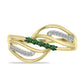 Goldplattierter Silberring mit grünem Diamant und weißem Diamant