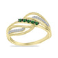 Goldplattierter Silberring mit grünem Diamant und weißem Diamant