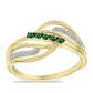 Goldplattierter Silberring mit grünem Diamant und weißem Diamant