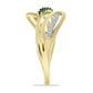 Goldplattierter Silberring mit grünem Diamant und weißem Diamant