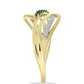 Goldplattierter Silberring mit grünem Diamant und weißem Diamant