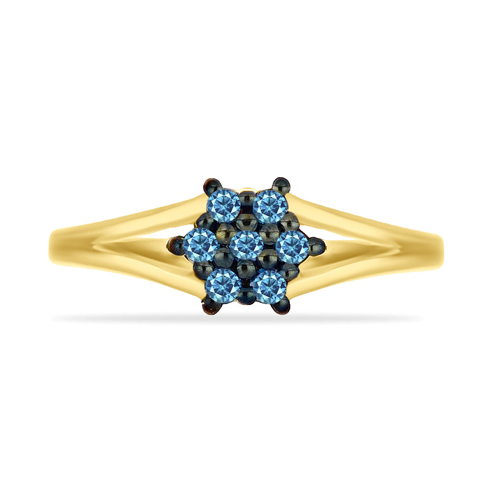 Goldplattierter Silberring mit blauem Diamant 1 