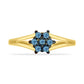 Goldplattierter Silberring mit blauem Diamant