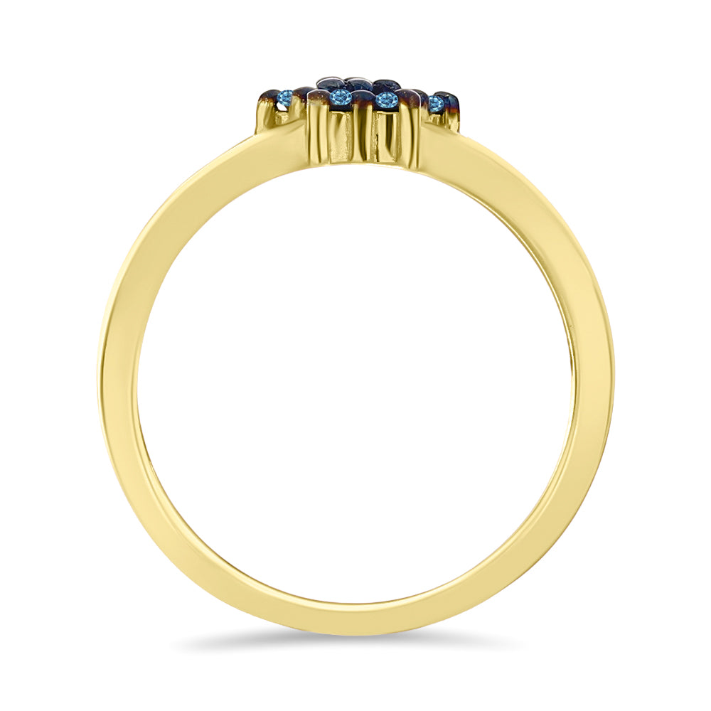 Goldplattierter Silberring mit blauem Diamant