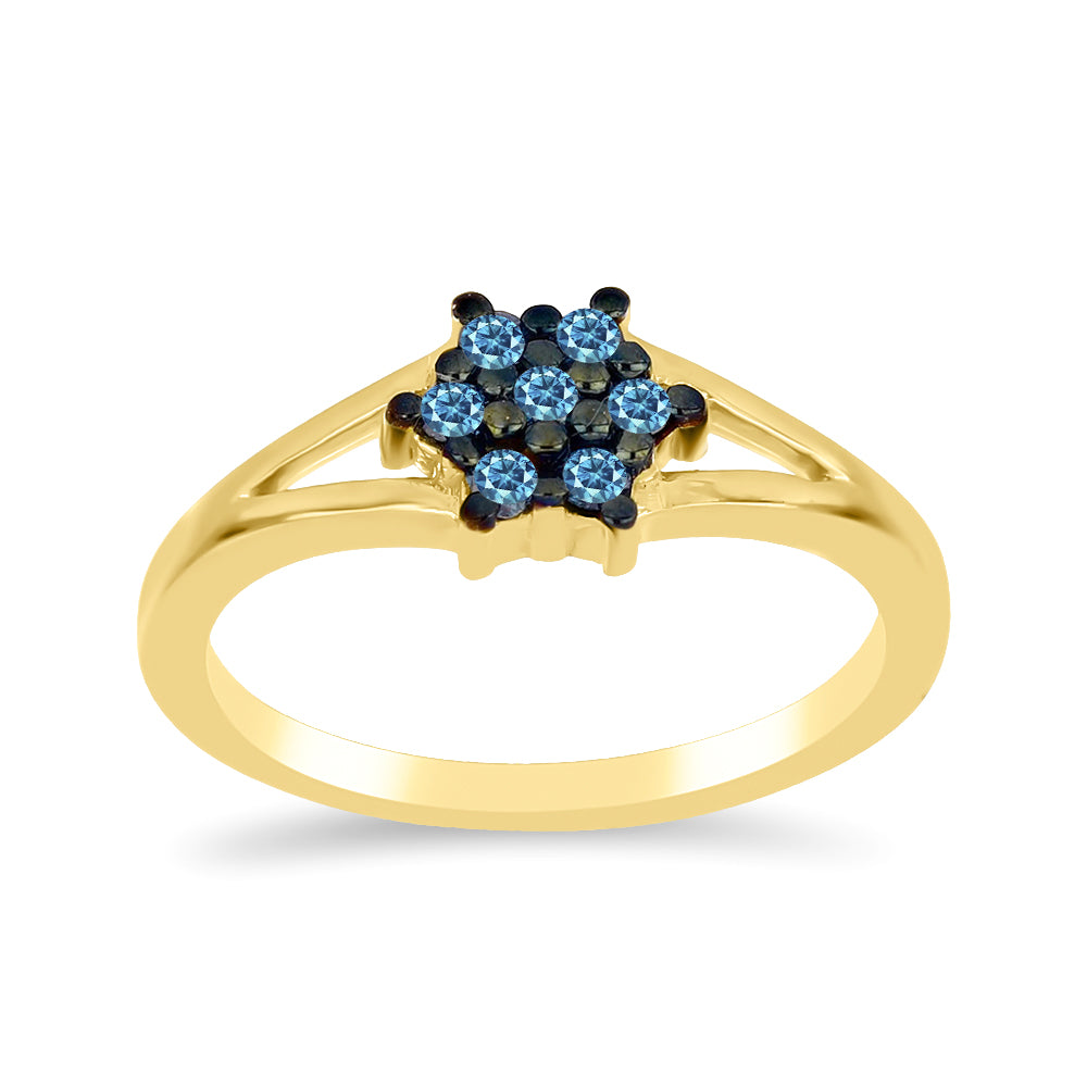 Goldplattierter Silberring mit blauem Diamant 3 