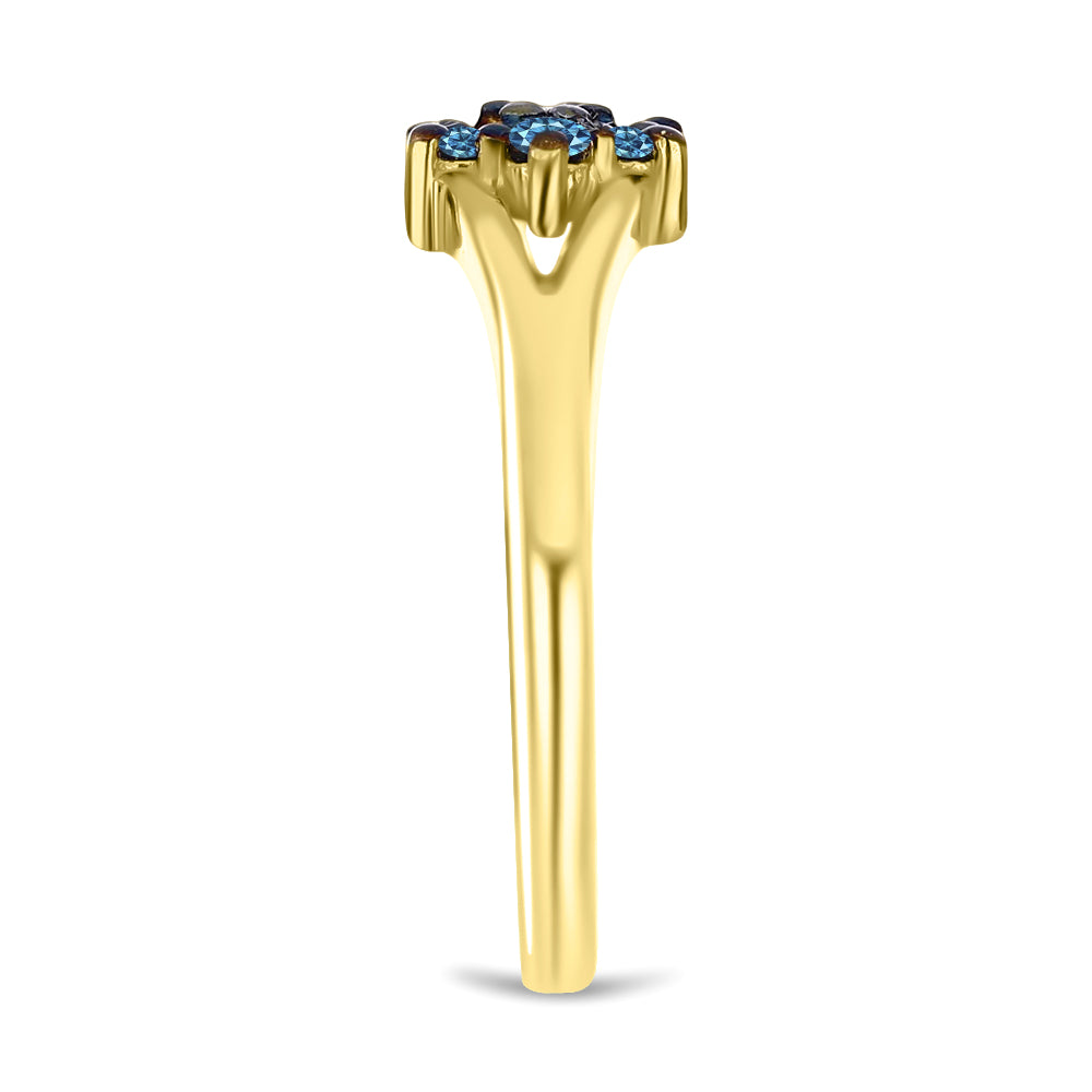 Goldplattierter Silberring mit blauem Diamant 4 