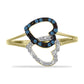 Goldplattierter Silberring mit blauem Diamant und weißem Diamant