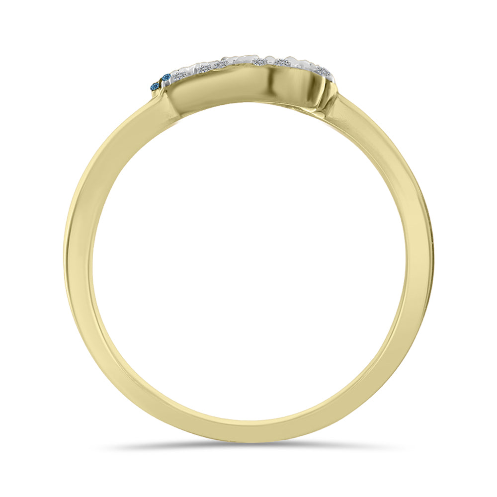 Goldplattierter Silberring mit blauem Diamant und weißem Diamant 2 