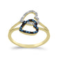 Goldplattierter Silberring mit blauem Diamant und weißem Diamant