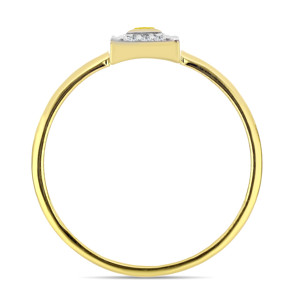 Goldplattierter Silberring mit gelbem Diamant und natürlichem weißem Zirkon 2 
