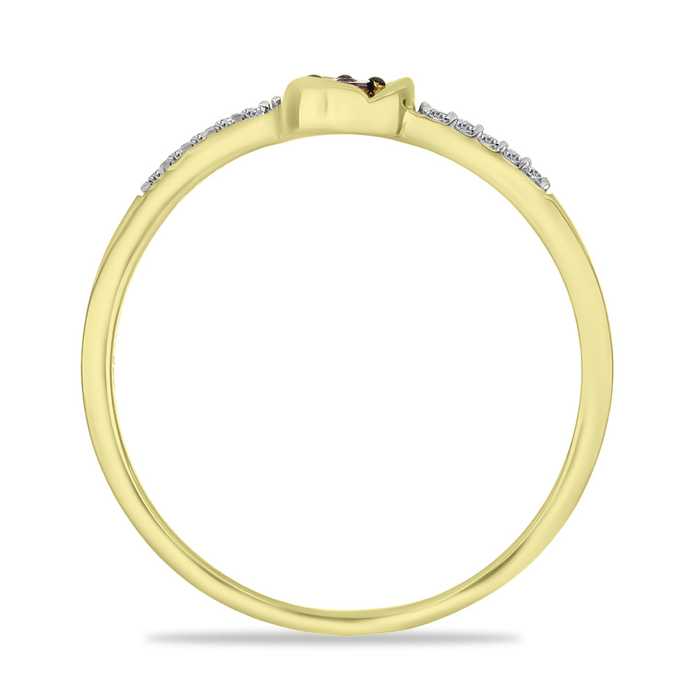 Goldplattierter Silberring mit rotem Diamant und weißem Zirkon 2 