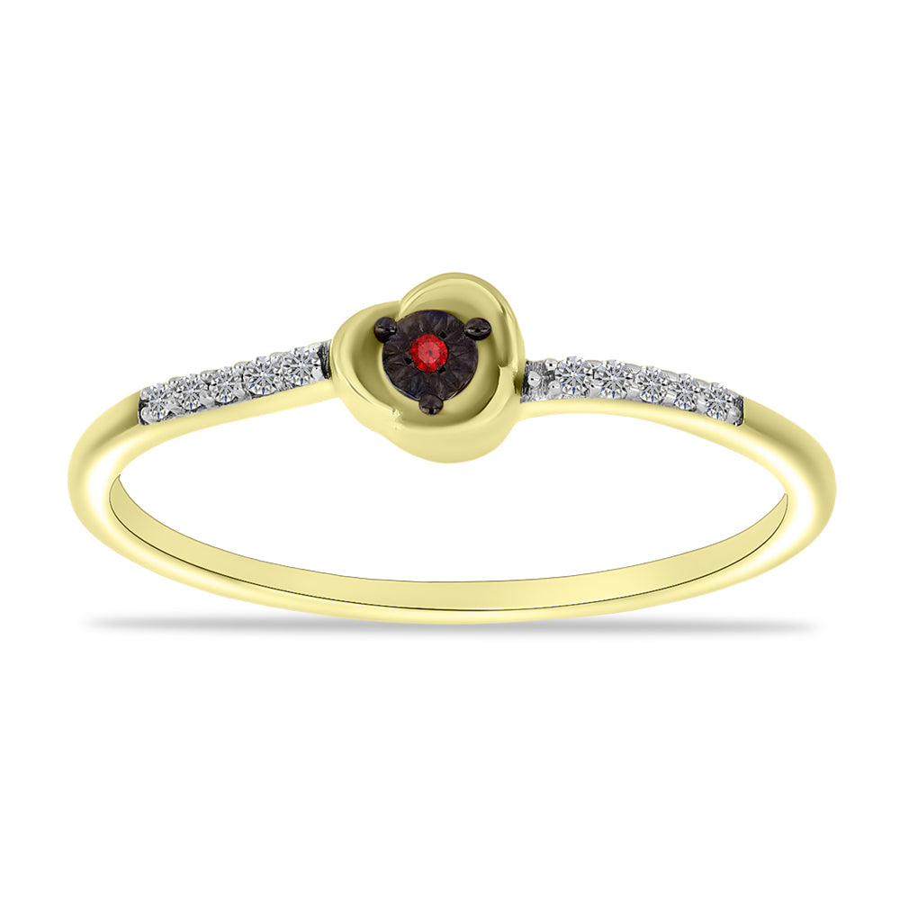 Goldplattierter Silberring mit rotem Diamant und weißem Zirkon 3 