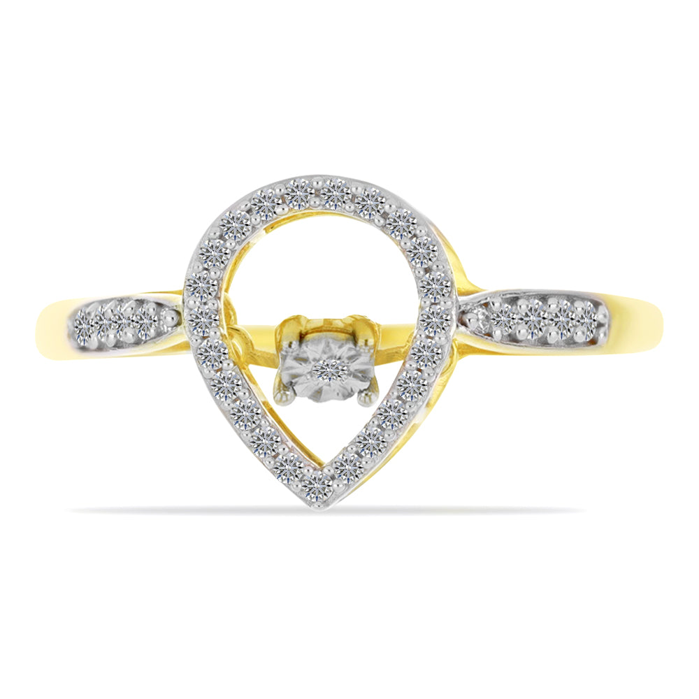 Goldplattierter Silberring mit weißem Diamant und weißem Zirkon 1 