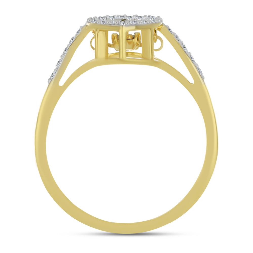 Goldplattierter Silberring mit weißem Diamant und weißem Zirkon