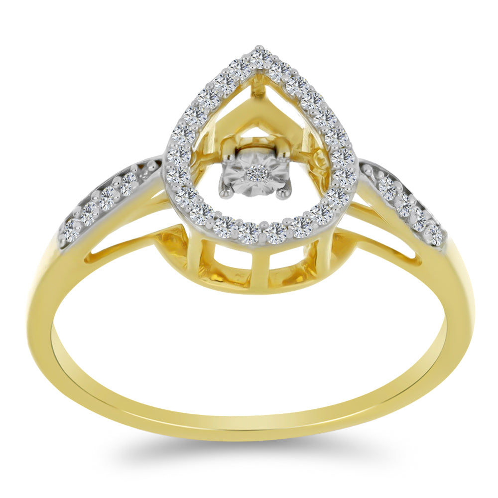 Goldplattierter Silberring mit weißem Diamant und weißem Zirkon