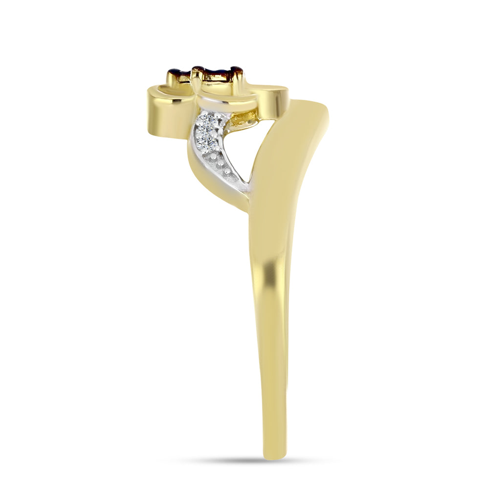 Goldplattierter Silberring mit blauem Diamant und weißem Zirkon 4 