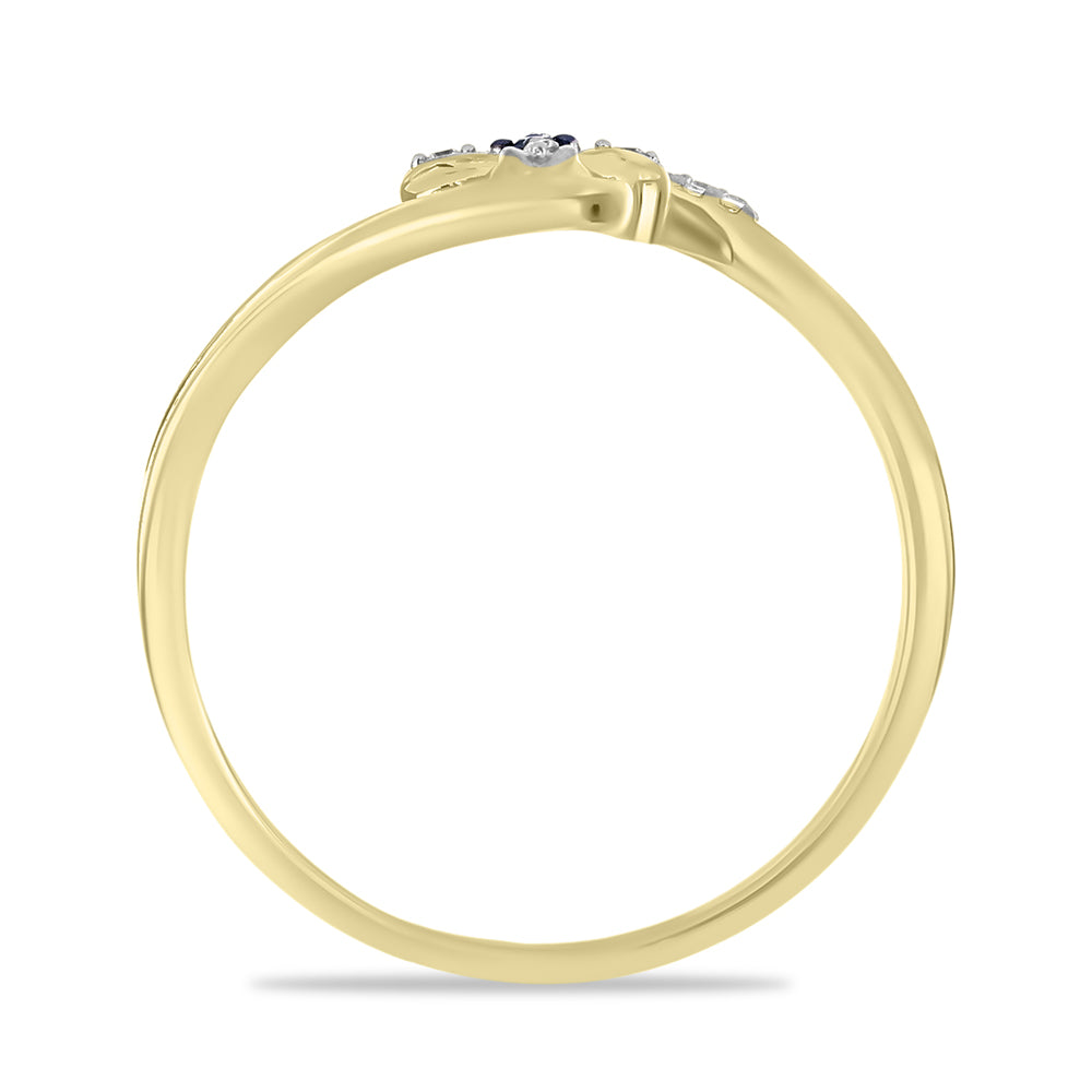 Goldplattierter Silberring mit grünem Diamant und weißem Zirkon
