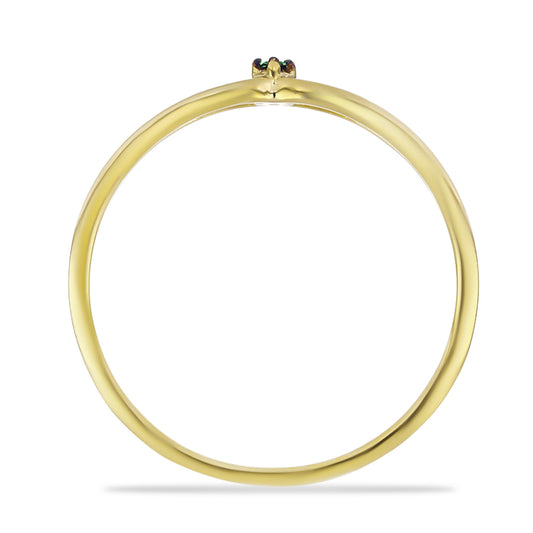 Goldplattierter Silberring mit grünem Diamant