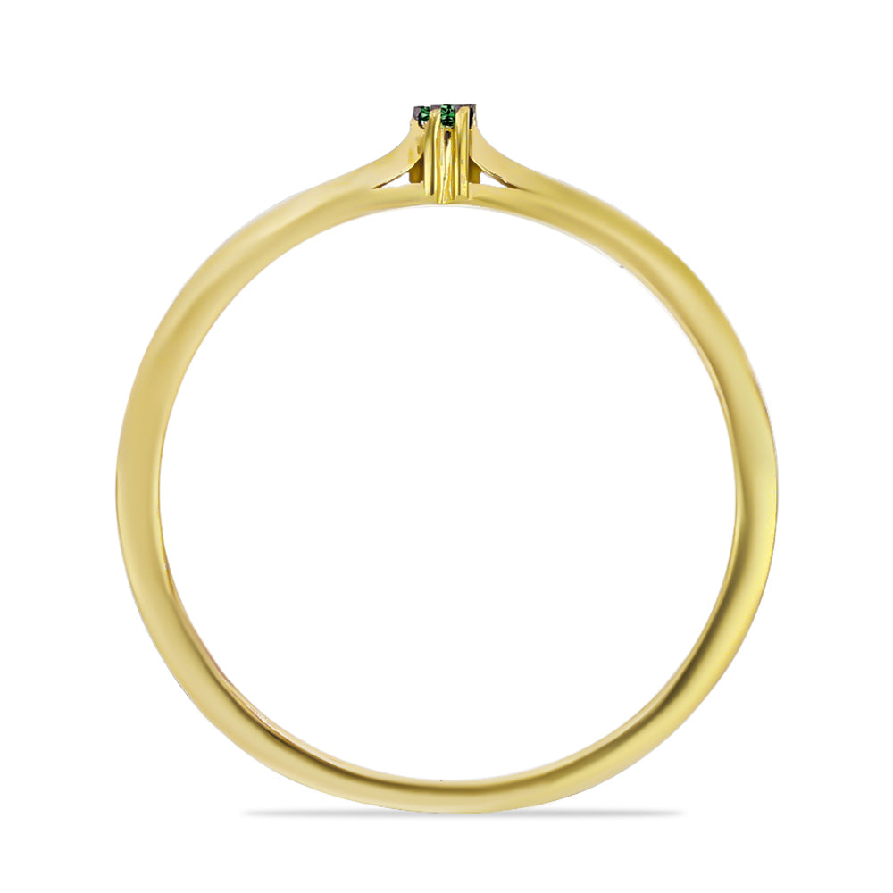 Goldplattierter Silberring mit grünem Diamant 2 