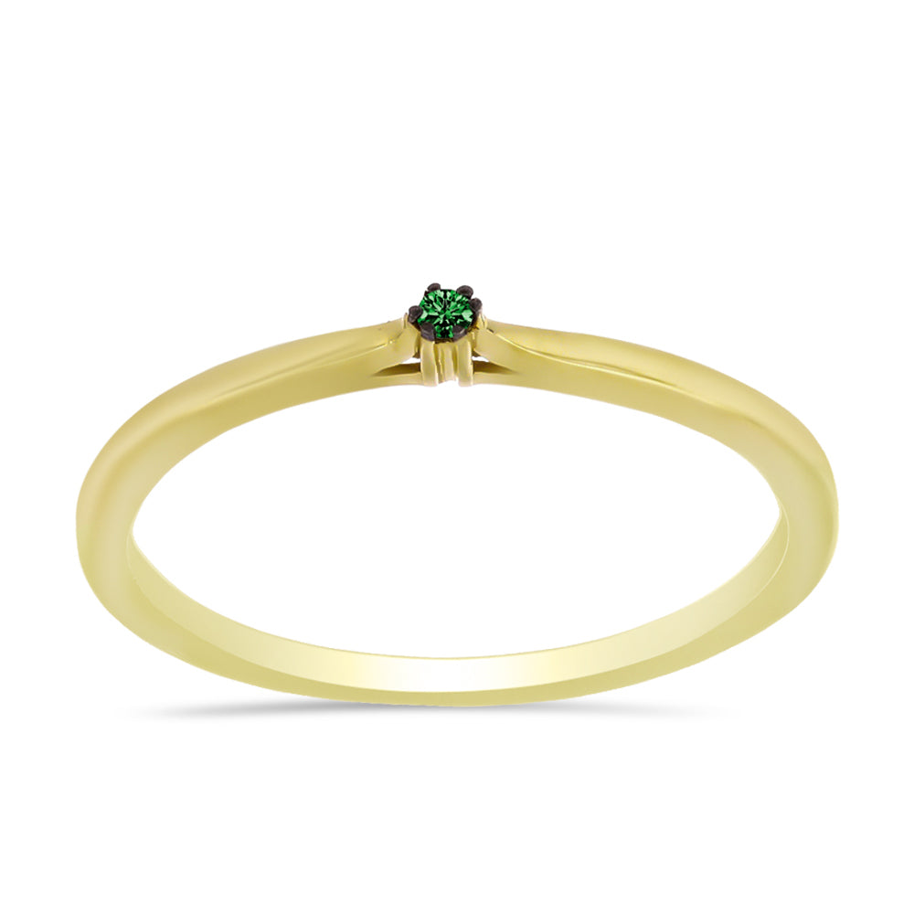 Goldplattierter Silberring mit grünem Diamant 3 