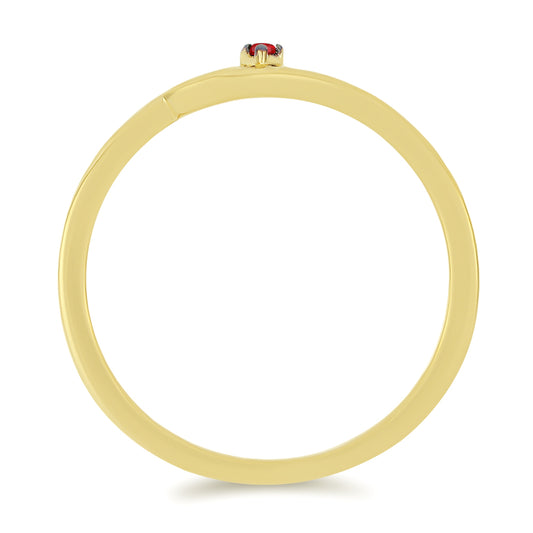 Goldplattierter Silberring mit rotem Diamant