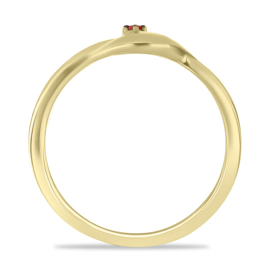 Goldplattierter Silberring mit rotem Diamant