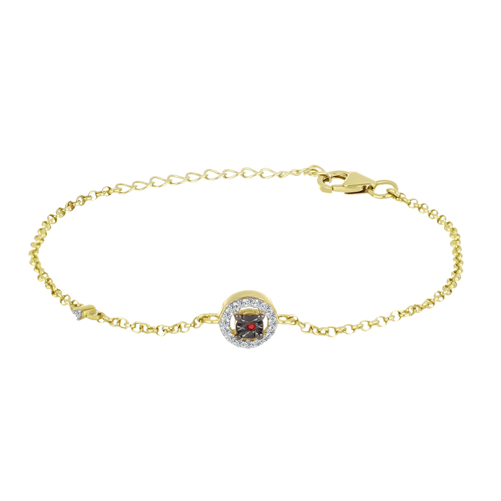 Goldplattiertes Silberarmband mit rotem Diamant und weißem Zirkon