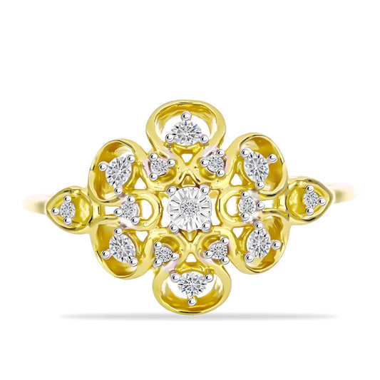 Goldplattierter Silberring mit weißem Diamant und weißem Zirkon