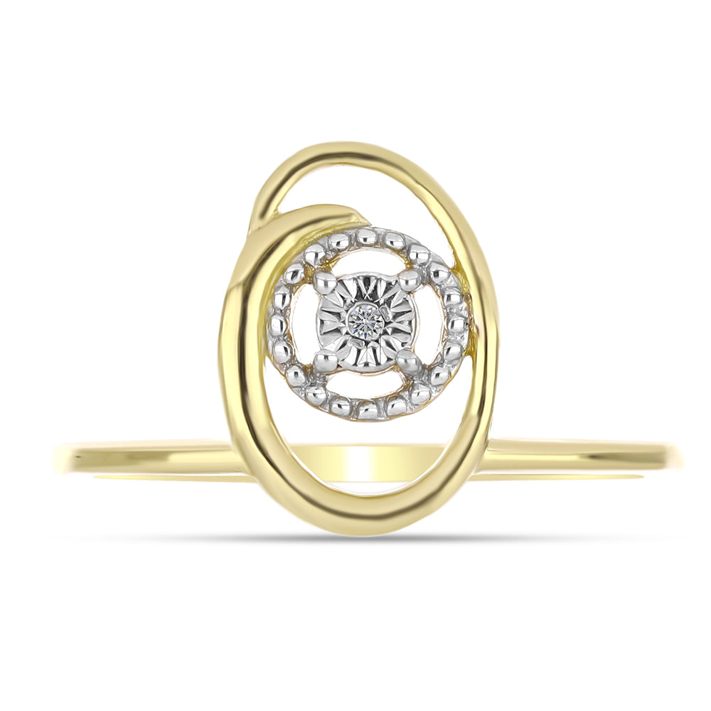 Goldplattierter Silberring mit weißem Diamant 1 