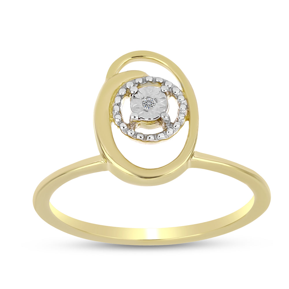 Goldplattierter Silberring mit weißem Diamant