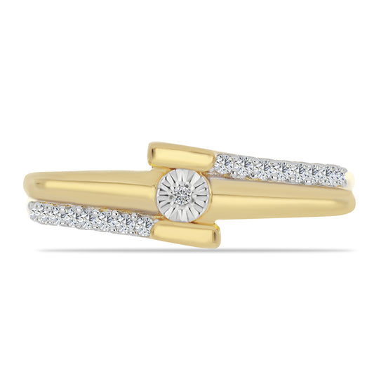 Goldplattierter Silberring mit weißem Diamant und weißem Zirkon