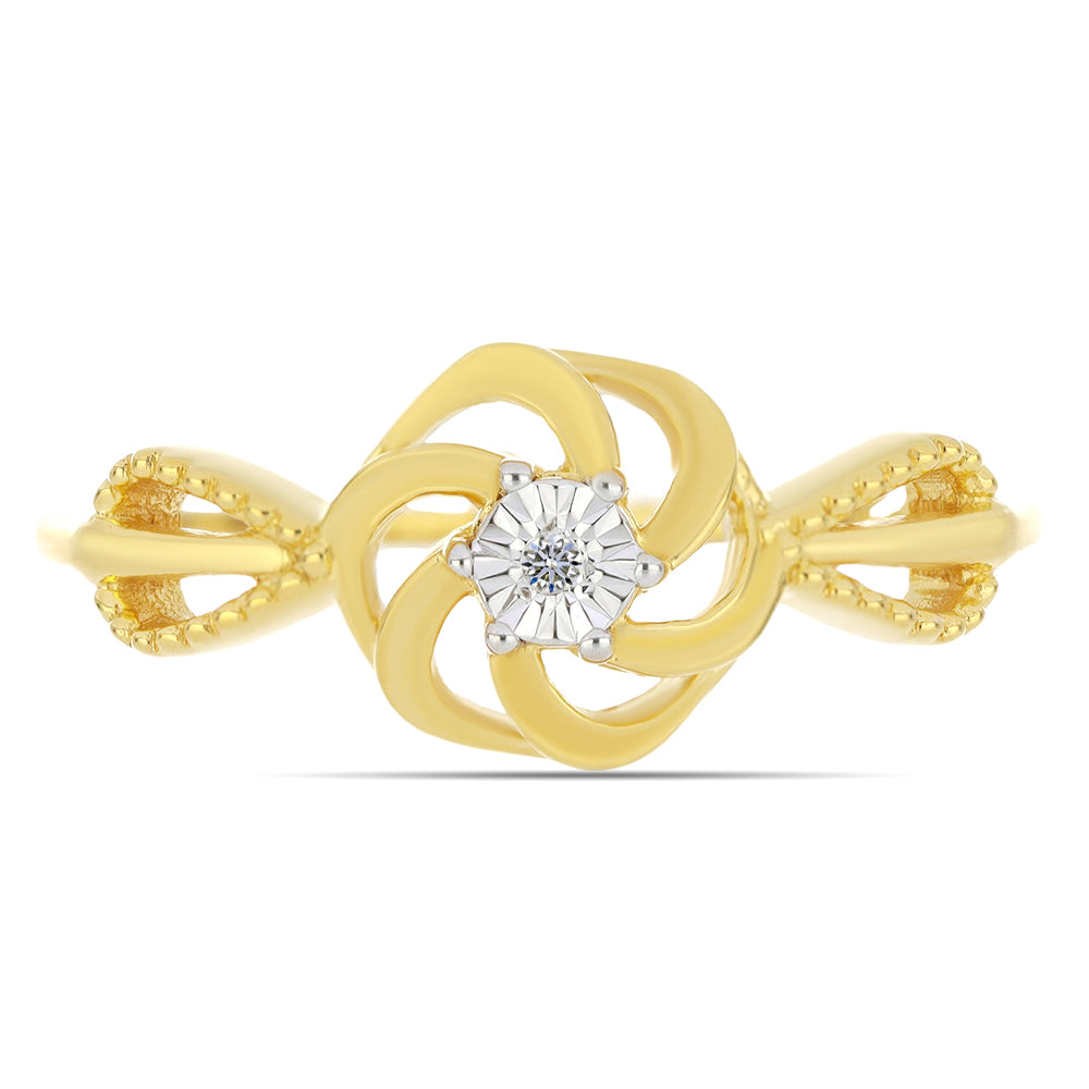 Goldplattierter Silberring mit weißem Diamant