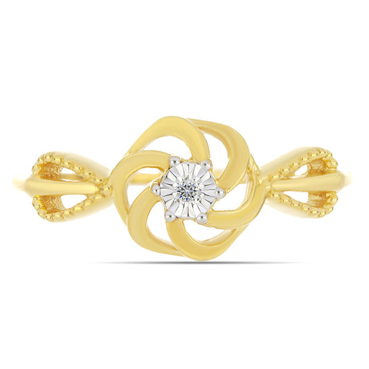 Goldplattierter Silberring mit weißem Diamant