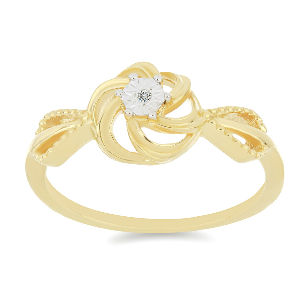 Goldplattierter Silberring mit weißem Diamant 3 