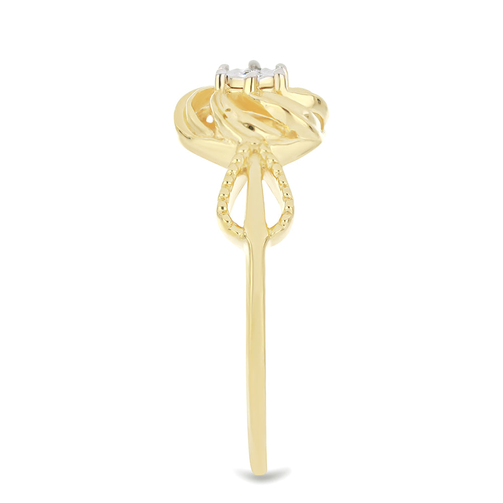 Goldplattierter Silberring mit weißem Diamant 4 