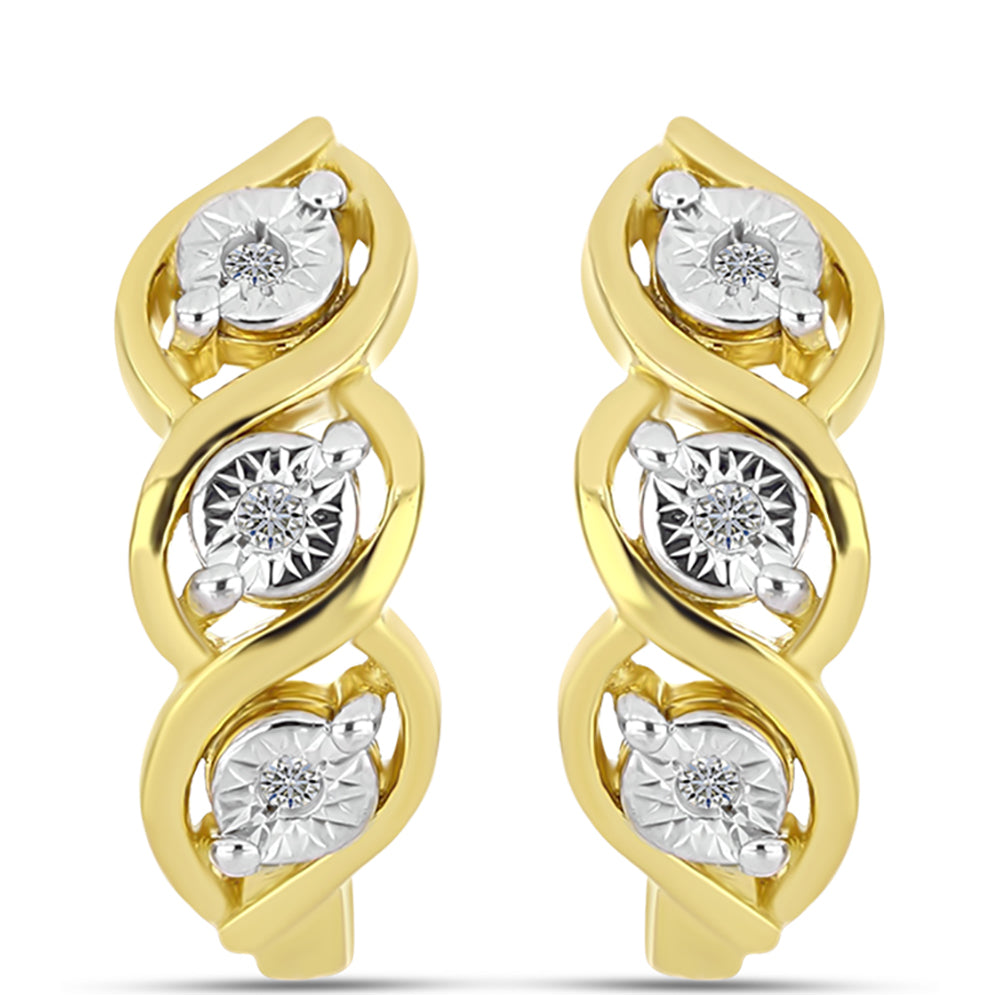 Goldplattierte Silberohrringe mit weißem Diamant 3 
