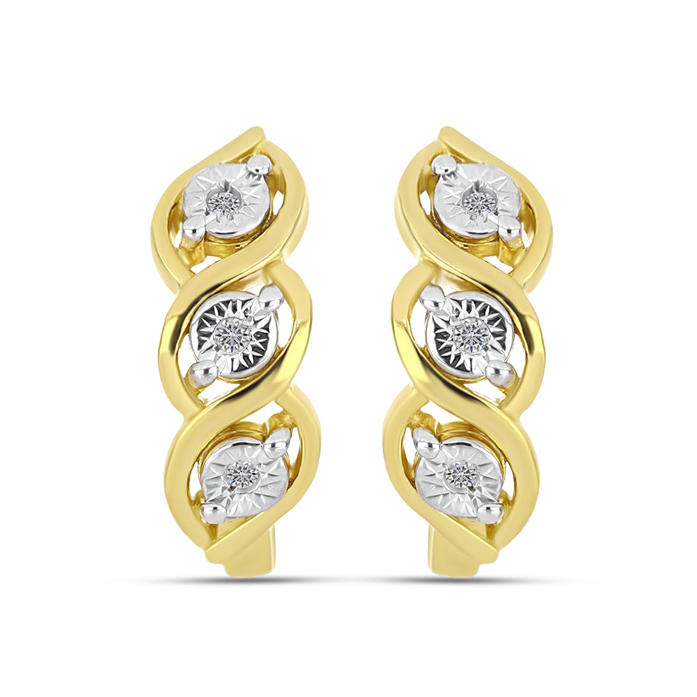 Goldplattierte Silberohrringe mit weißem Diamant 1 