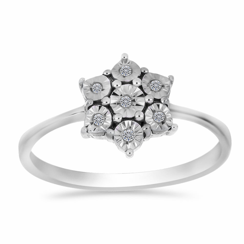 Silberring mit weißem Diamant 3 