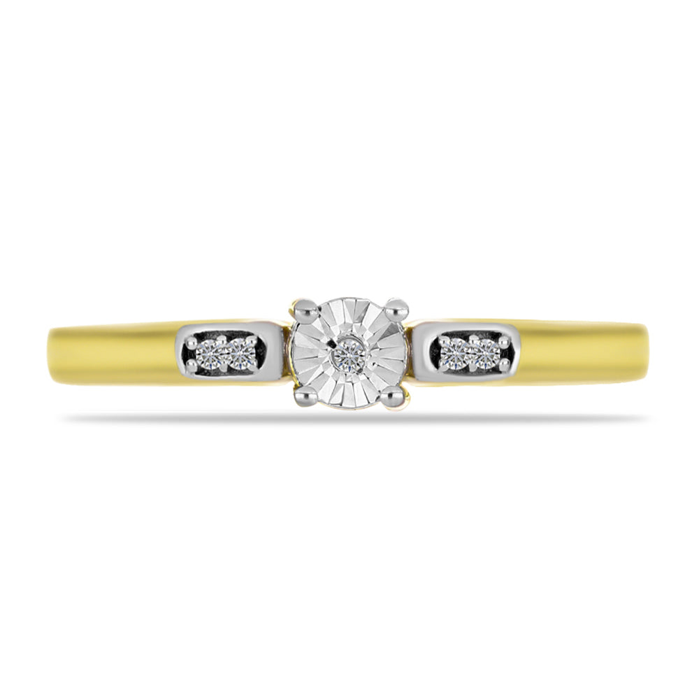Goldplattierter Silberring mit weißem Diamant