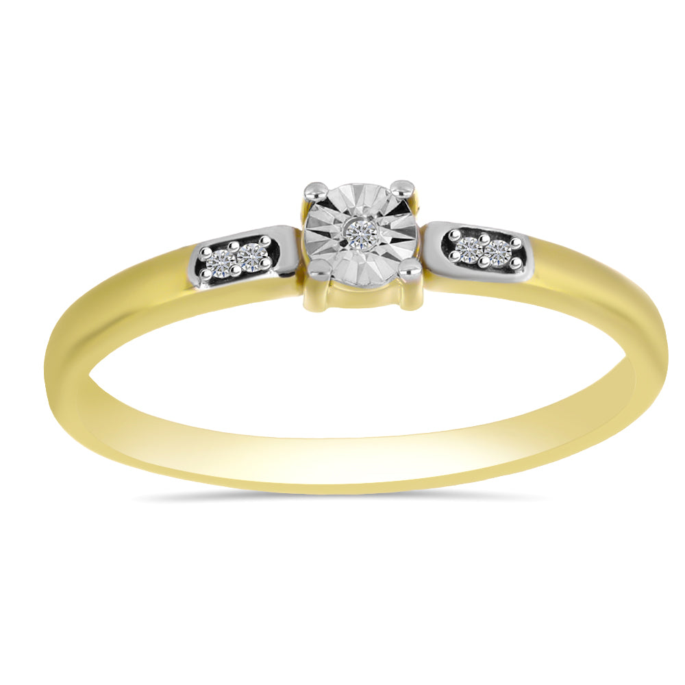 Goldplattierter Silberring mit weißem Diamant 3 