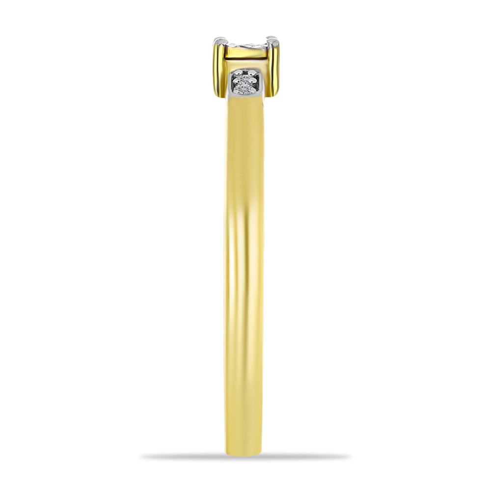 Goldplattierter Silberring mit weißem Diamant 4 