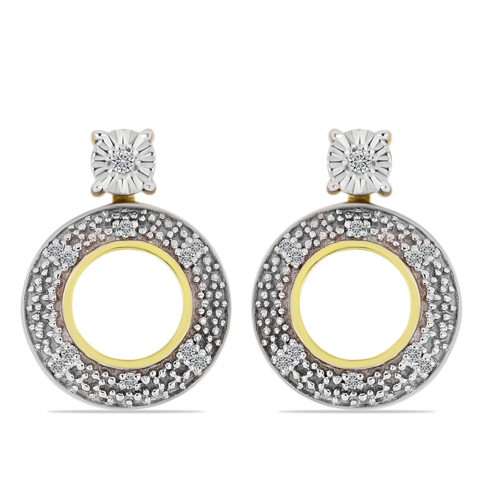 Goldplattierte Silberohrringe mit weißem Diamant