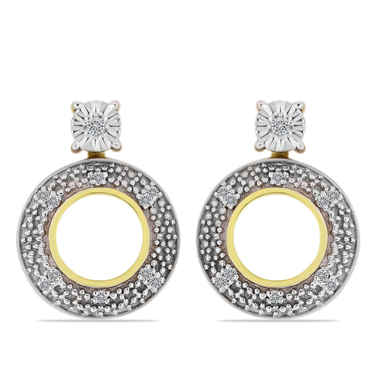 Goldplattierte Silberohrringe mit weißem Diamant
