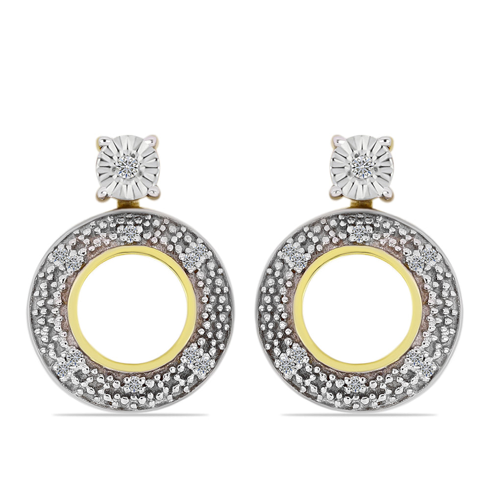 Goldplattierte Silberohrringe mit weißem Diamant 3 