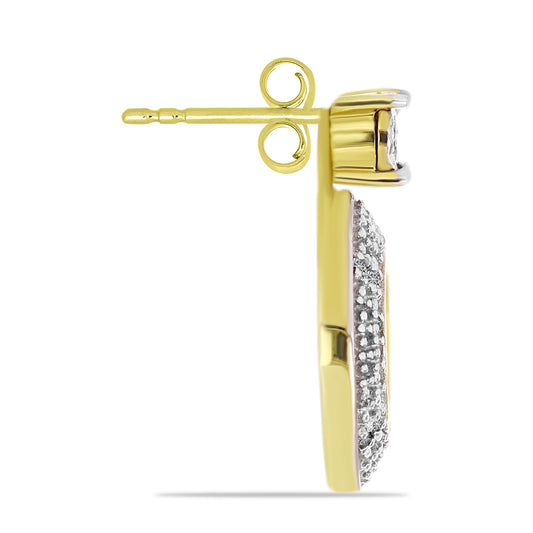 Goldplattierte Silberohrringe mit weißem Diamant