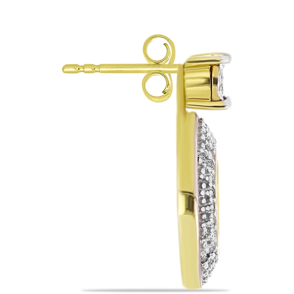 Goldplattierte Silberohrringe mit weißem Diamant 4 