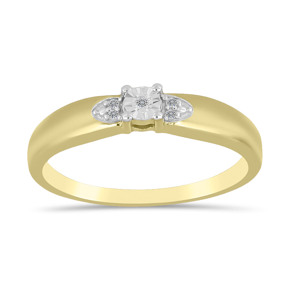 Goldplattierter Silberring mit weißem Diamant 3 