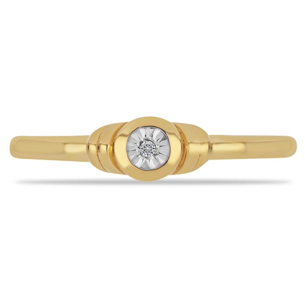 Goldplattierter Silberring mit weißem Diamant 1 